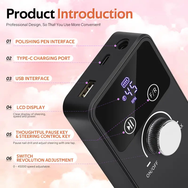 Electric Nail Drill Machine for Manicure & Pedicure