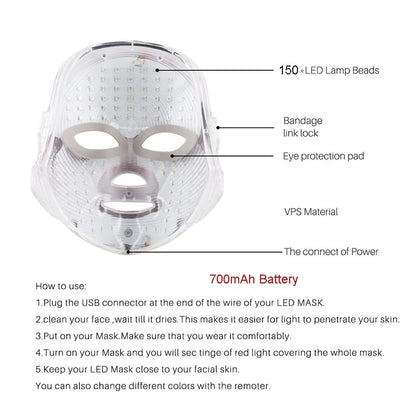LED Face Mask - 7 Colors without Remote