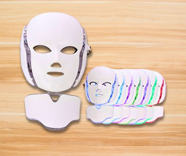 7 Colors LED Facial Mask With Neck Beauty Machine Anti-Acne Wrinkle Removal Tool Sundar.pk